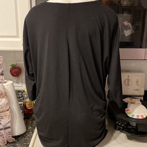 Z womens BEverly Drive casual solid black stretch plus size top 1X - Picture 4 of 5